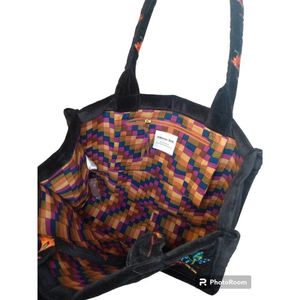 Corinne Lent for‎ Anthropologie Embellished Black Tote NWOT